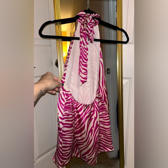 Pink Zebra Halter Top - Picture 2 of 4